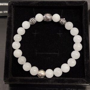 Chrome Hearts White Beaded Bracelet with Sterling Silver Details